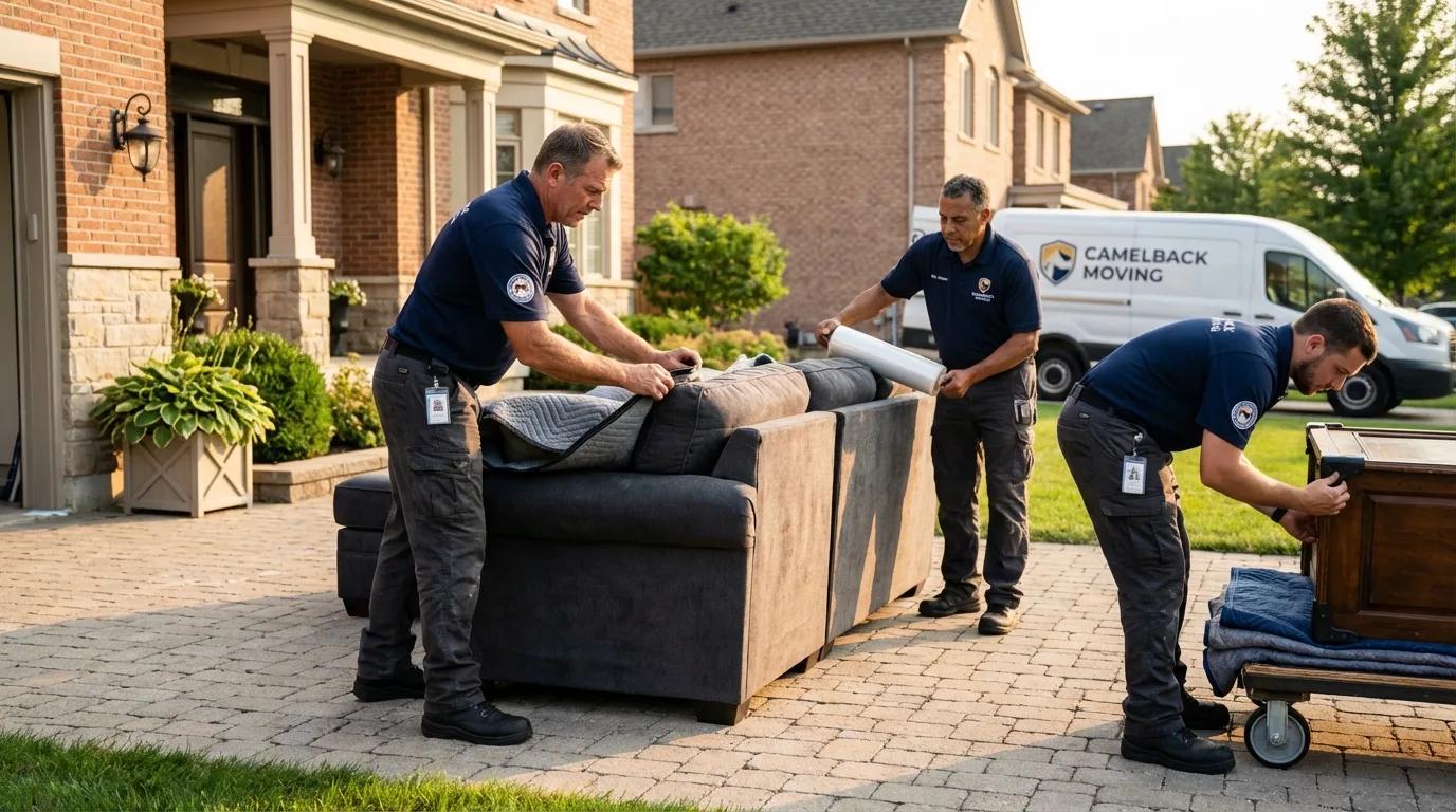 Large estate moving crew wrapping furniture in Strasburg, PA